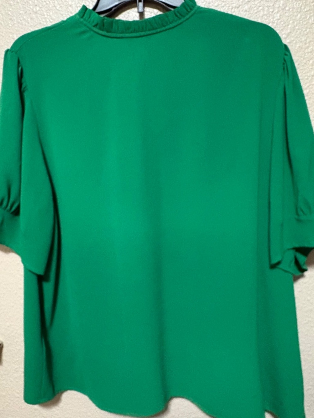 CeCe Green Pleated Ruffle Tie Neck Blouse - Picture 6 of 9